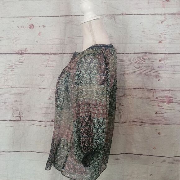 Anthropologie Maeve Sheer Multicolor Blouse Size Small - Picture 2 of 6
